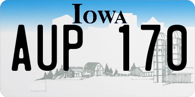 IA license plate AUP170