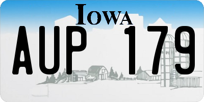 IA license plate AUP179