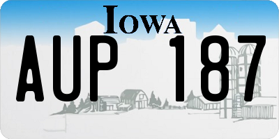 IA license plate AUP187