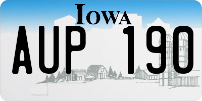 IA license plate AUP190