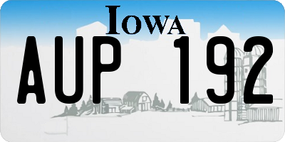 IA license plate AUP192