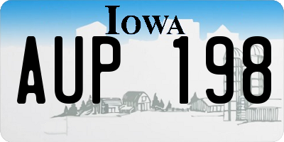 IA license plate AUP198