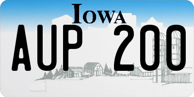 IA license plate AUP200
