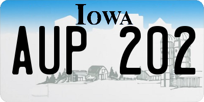 IA license plate AUP202