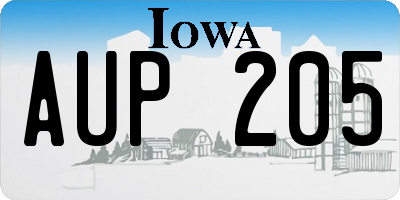 IA license plate AUP205