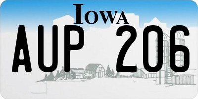 IA license plate AUP206