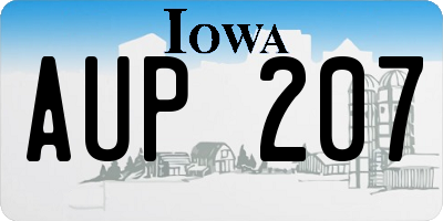 IA license plate AUP207
