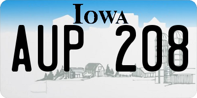 IA license plate AUP208