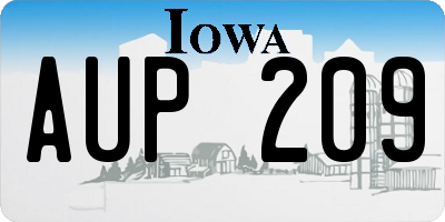 IA license plate AUP209