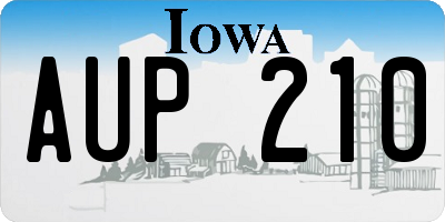 IA license plate AUP210