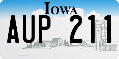 IA license plate AUP211