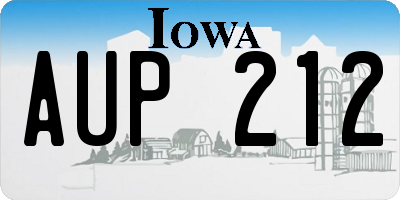 IA license plate AUP212