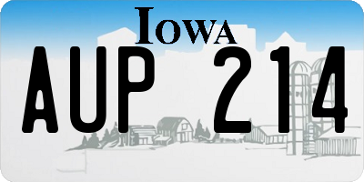 IA license plate AUP214