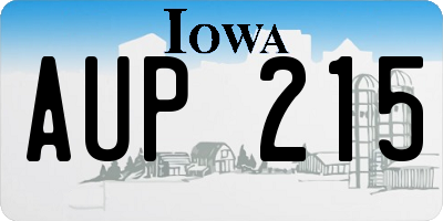 IA license plate AUP215