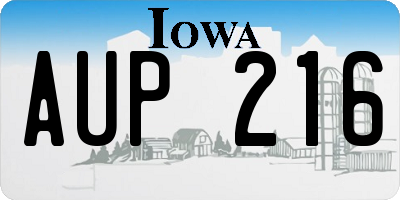 IA license plate AUP216