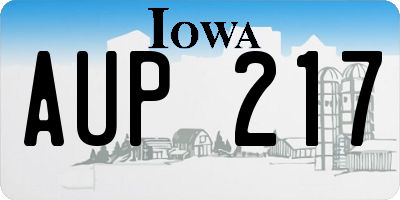 IA license plate AUP217
