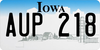 IA license plate AUP218