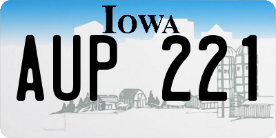 IA license plate AUP221