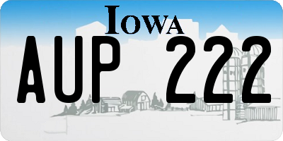 IA license plate AUP222