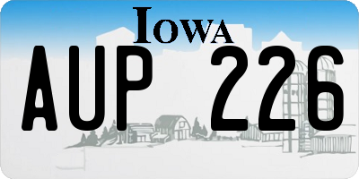 IA license plate AUP226