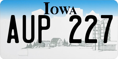 IA license plate AUP227