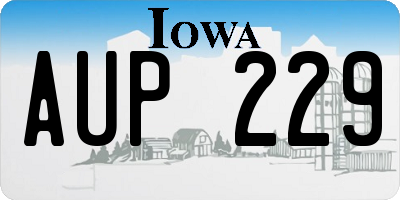 IA license plate AUP229