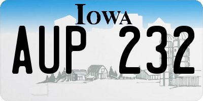 IA license plate AUP232