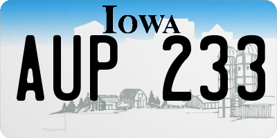 IA license plate AUP233
