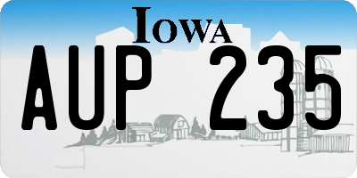 IA license plate AUP235