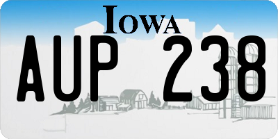IA license plate AUP238