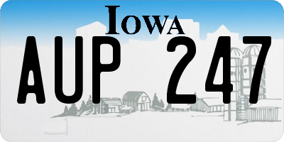 IA license plate AUP247