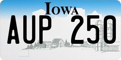 IA license plate AUP250
