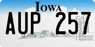 IA license plate AUP257