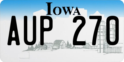 IA license plate AUP270