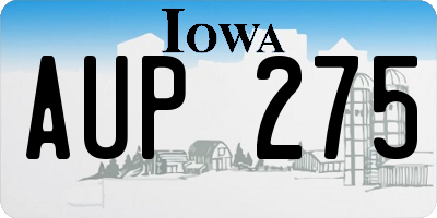 IA license plate AUP275