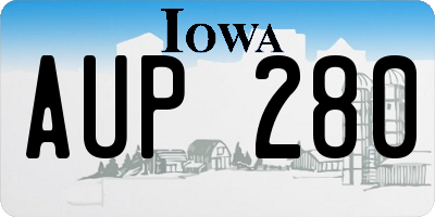 IA license plate AUP280