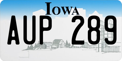 IA license plate AUP289