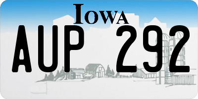 IA license plate AUP292