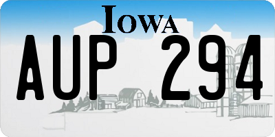 IA license plate AUP294