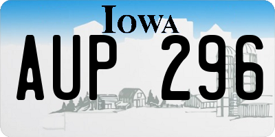 IA license plate AUP296