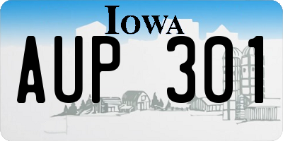 IA license plate AUP301