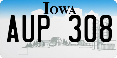 IA license plate AUP308