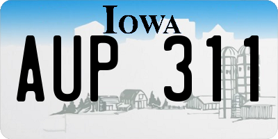 IA license plate AUP311