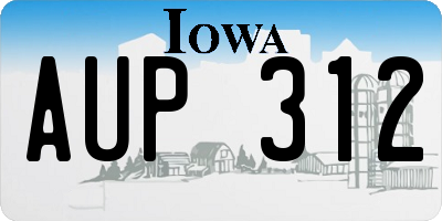 IA license plate AUP312