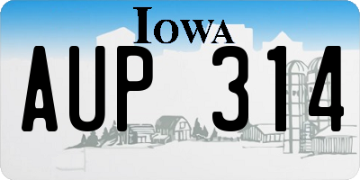 IA license plate AUP314