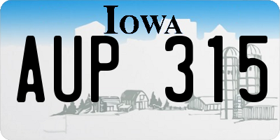 IA license plate AUP315