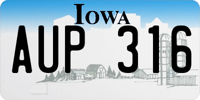 IA license plate AUP316
