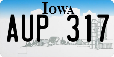IA license plate AUP317