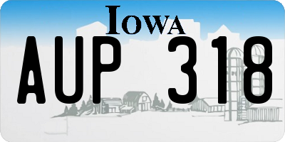 IA license plate AUP318