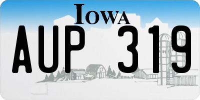IA license plate AUP319